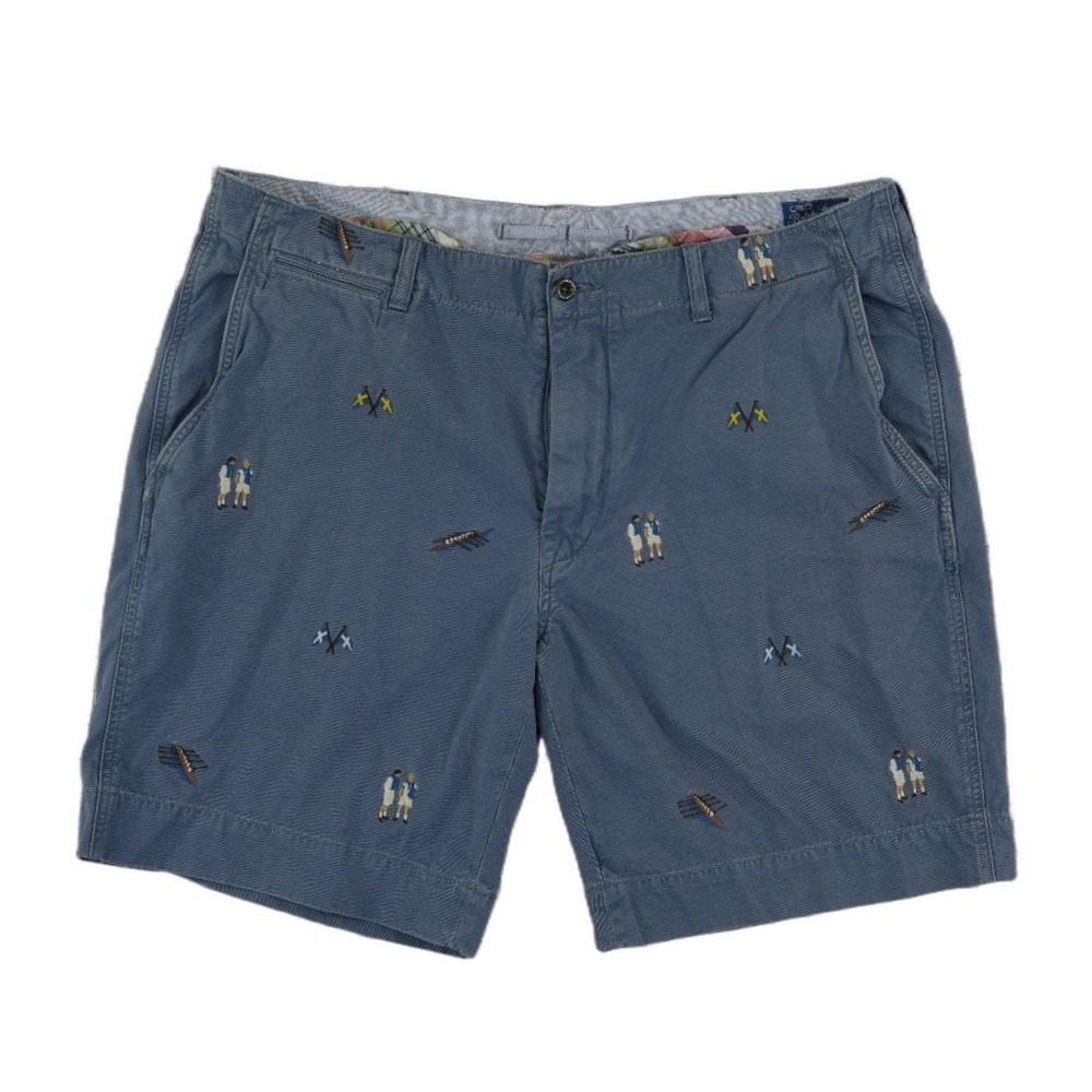 RARE Ralph Lauren Chino Shorts Men's Size 40 Blue Rowers Cricketers 100% Cotton